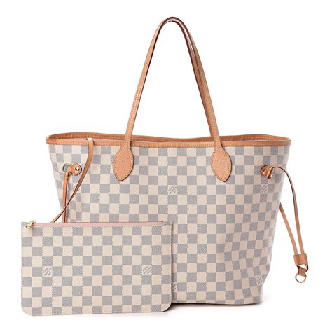 louis vuitton neverfull mm rose ballerine damier azur|damier neverfull mm price.